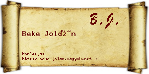 Beke Jolán névjegykártya