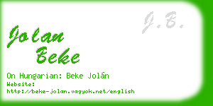 jolan beke business card